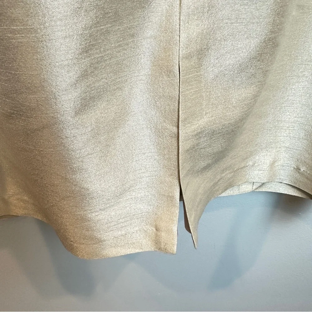 ALFRED‎ SUNG Champagne Ruffled Cocktail Dress w Bow Detail